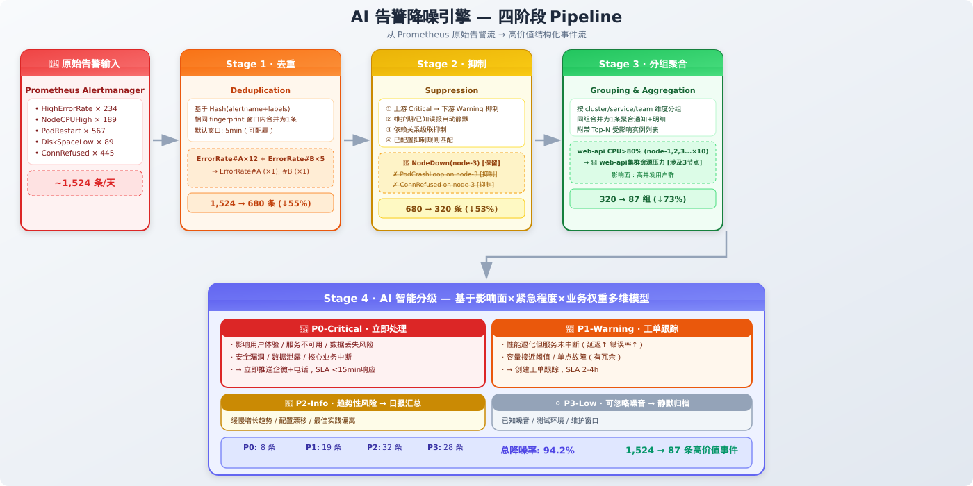 AI告警降噪引擎四阶段Pipeline