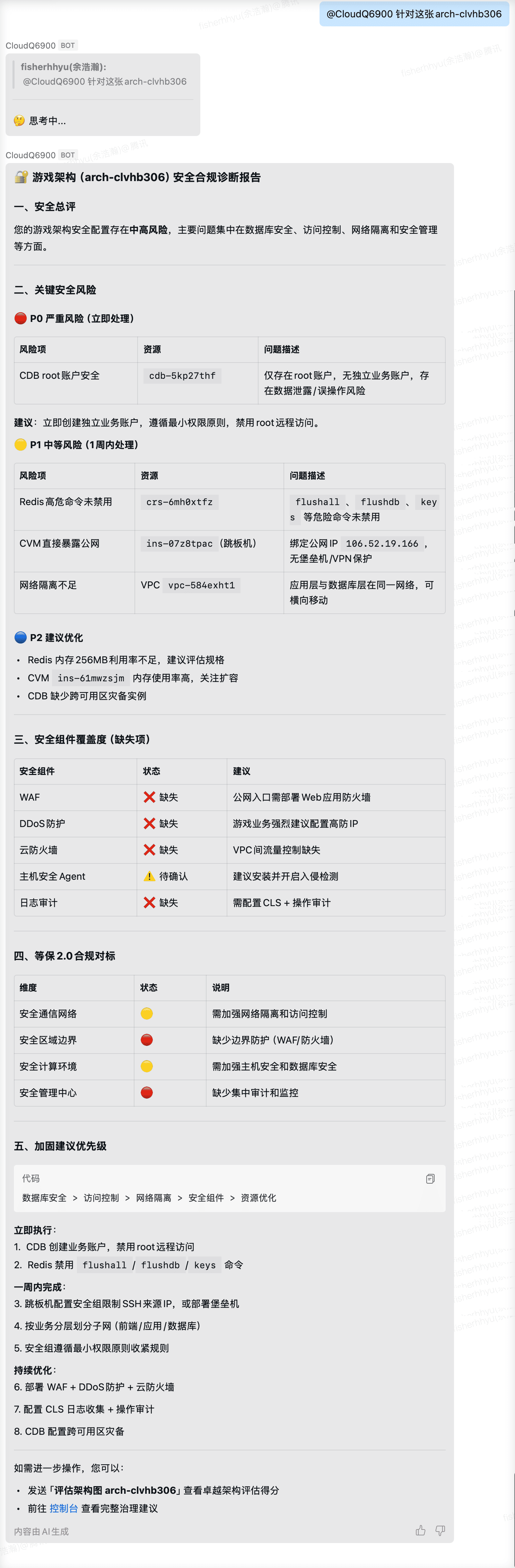 CloudQ 安全合规诊断结果